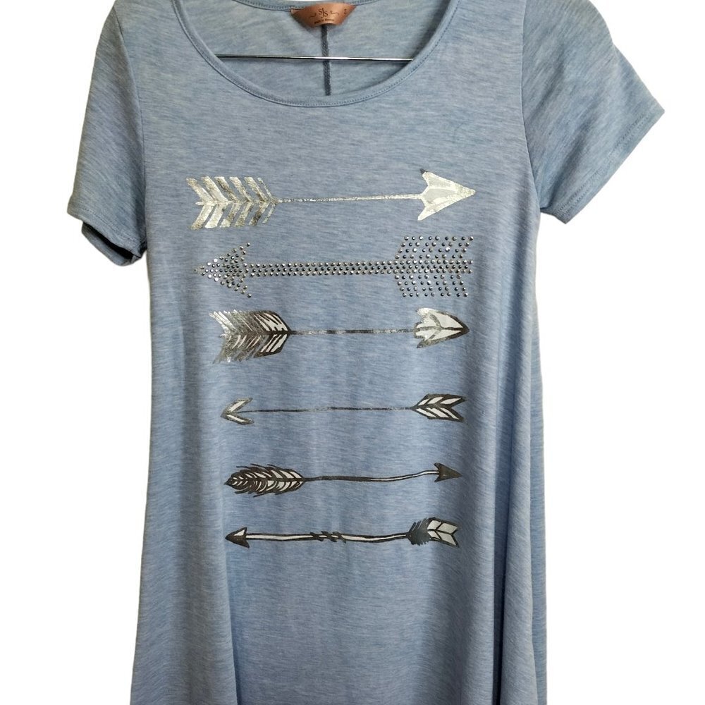 (#596)SjS Women's Blue Arrow  Knot Tunic Size Small
